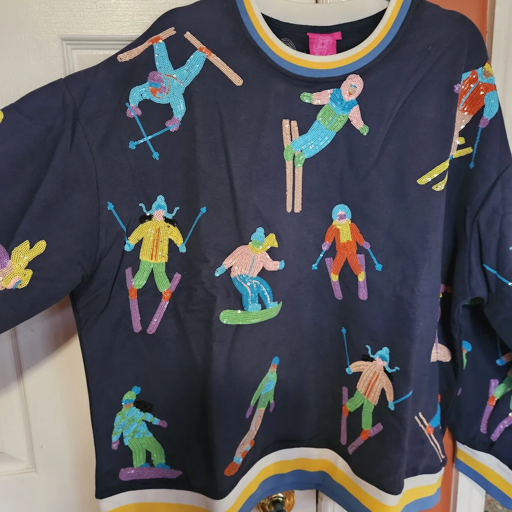 QUEEN OF SPARKLES Navy and Yellow Sweatshirt - Picture 1 of 5